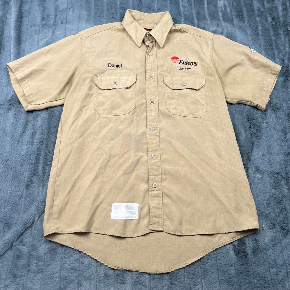 Bulwark FR Nomex IIIA Flame Resistant Work Shirt Mens L Tan Entergy SND2TN8